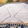 Handmade Off White Moroccan Beni Mrirt Rug with Terracotta Lines - Image 2